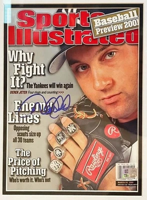 Derek Jeter Signed Sports Illustrated Full Magazine Yankees 2001 Auto MLB - Image 1 of 4