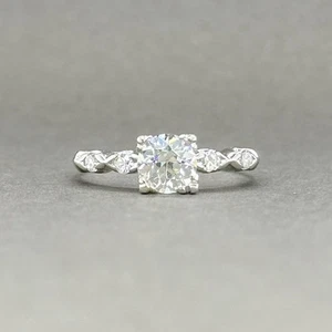 Estate Retro Platinum 0.84ctw G-K/VS2-SI1 Diamond Engagement Ring - Picture 1 of 5