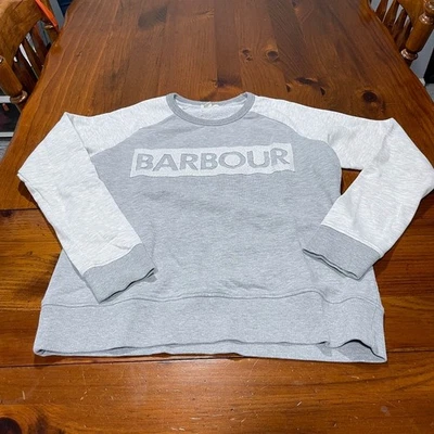 Sudadera Barbour Para Mujer Cómoda Gris Preparación Gráfico Logo Algodón Cuello Redondo Talla 6 Foto 1 de 3