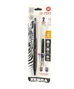 Zebra G-750 Premium Metal Barrel Retractable Gel Pen, Knurled Grip, Black - Picture 1 of 4