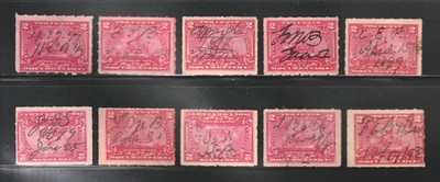 Scott # R164, Used, 2¢ Documentary Battleship, 10 Different Manuscript Cancels - Image 1 of 2