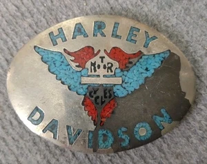 Vintage Harley-Davidson Belt Buckle Turquoise Fleck 1980! - Picture 1 of 7
