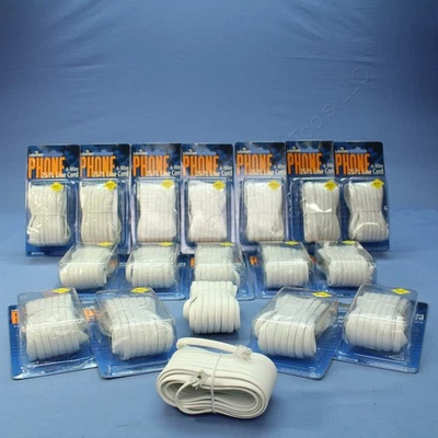 Leviton C2613-25W White 25' Flat Phone Cords Telephone Modular Line 6-Wire 18pcs - Image 1 of 4
