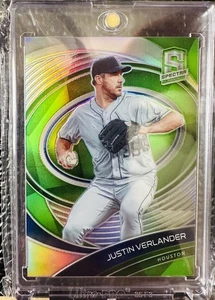 JUSTIN VERLANDER 2021 Panini Spectra Neon Green Prizm 30/30 SSP Insert #73 - Picture 1 of 2