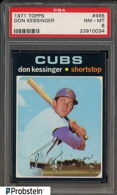 1971 Topps Baseball #455 Don Kessinger Chicago Cubs PSA 8 NM-MT Foto 1 de 3