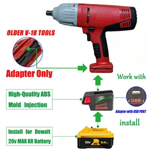1x Adapter passend für DeWalt 20V Akku auf für Milwaukee älteres V18 Ni-CD Werkzeug - Bild 1 von 7