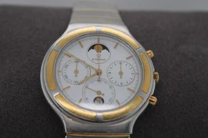 Eterna Airforce Moonphase Chronograph Steel/18k Gold Mens Quartz Watch #19169B - Picture 1 of 7
