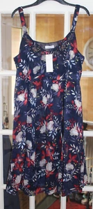 LADIES NAVY MIX COLOURED SLEEVELESS LINED SUMMER DRESS FROM PER UNA SIZE 20 - Picture 1 of 4