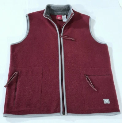 Roxy Full Zip Fleece Vest Zip Pockets Logo Women L Magenta Red - Image 1 of 4