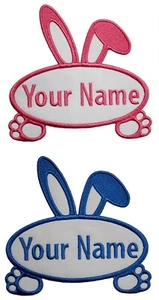 Easter Bunny Ears Personalized With Your Name Embroidered Iron On Patch 4"x3.75" - Picture 1 of 13