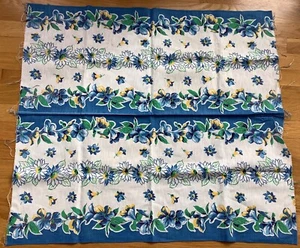 Vintage Baumwolle 1950er ungeschnitten Geschirrtuch Nähen Stoff 30" x 33 Zoll Neu aus altem Lagerbestand blau/Gänseblümchen - Bild 1 von 3