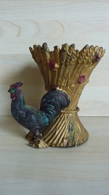 Amusant pyrogène ancien, en métal (régul) orné d'un coq - Photo 1/4