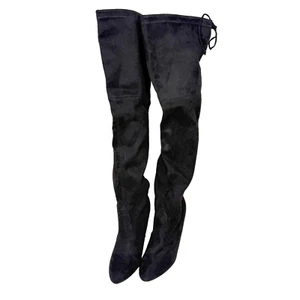 Steve Madden Gorgeous Suede Over The Knee High Heel Boots 9 Black - Picture 1 of 8