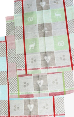 3x Geschirrtücher Hirsche Kracht Küche Tücher HalbLeinen Fest Wiesen Brezel Set - Bild 1 von 4