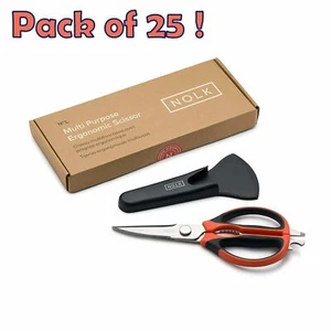 LOT of 25 - Multi Purpose Kitchen Scissors with Magnetic Holder, Orange, 8 in 1 - Picture 1 of 9