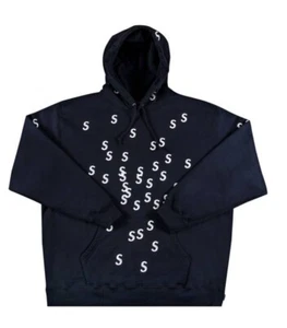 Felpa con cappuccio Supreme ricamata S nuova taglia M SS21 blu navy bianca - Foto 1 di 6