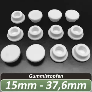 15mm-37,6mm Weiß Gummi Stopfen Lochkappen Abdeckstopfen Verschluss Blindstopfen - Picture 1 of 9