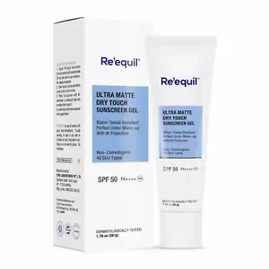 RE' EQUIL Ultra Matte Dry Touch Sunscreen Gel SPF 50 PA++++ 50gm free shipping - Picture 1 of 4