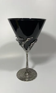 x1 Halloween Skeleton Hand NEW!!! MARTINI Glass Metal Gothic SILVER - Picture 1 of 5