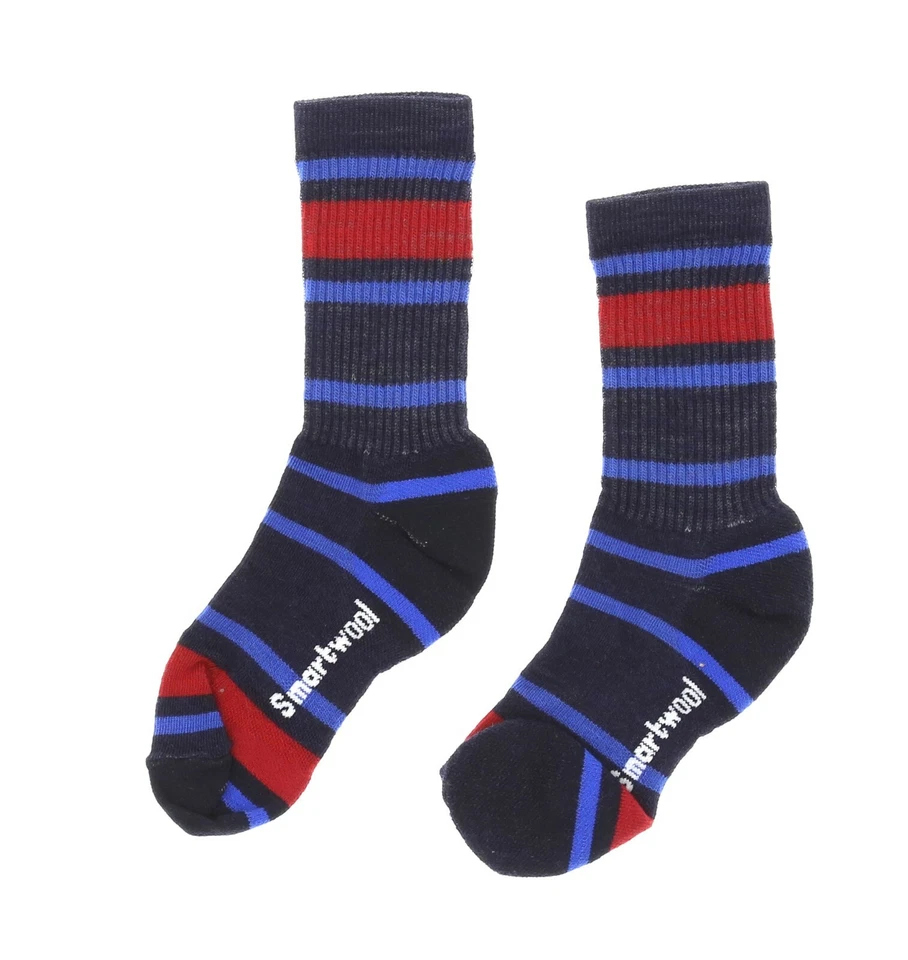 Smartwool L4714 Striped Hike Deep Navy Light Crew Socks Kids Size S - Image 1 of 1