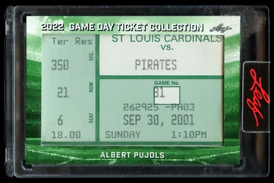 2022 Leaf Game Day Collection #TC4 Albert Pujols 2001 Rookie Ticket Home Run - Image 1 of 2