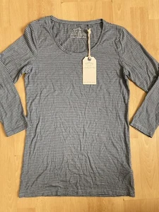 NUEVO CON ETIQUETAS FAT FACE Laura AZUL RAYAS MANGA 3/4 CAMISETA talla UK 8 £24 Camiseta Top NUEVO - Imagen 1 de 4