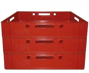 3 Stück HD-PE Umzugskiste Wurstwanne 60x40x12,5 cm E1 rot neu Gastlando - Bild 1 von 4