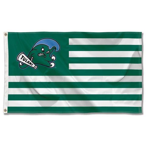 Tulane University Green Wave American Stripes Nation USA Flag Cover