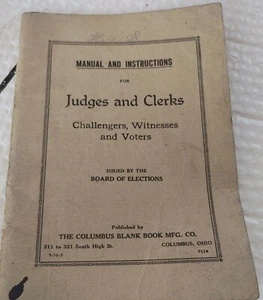 1938 Handbuch & Anleitung Richter & Sachbearbeiter Ohio Wahlvorstand - Bild 1 von 6