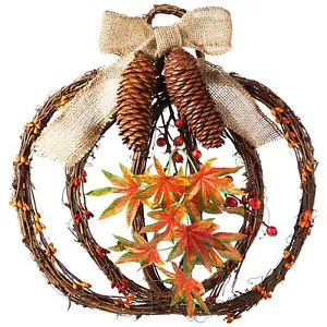 Thanksgiving Fall Wreaths for Indoors Fall Front Door Decor Grapevine Pumpkin... - Picture 1 of 7