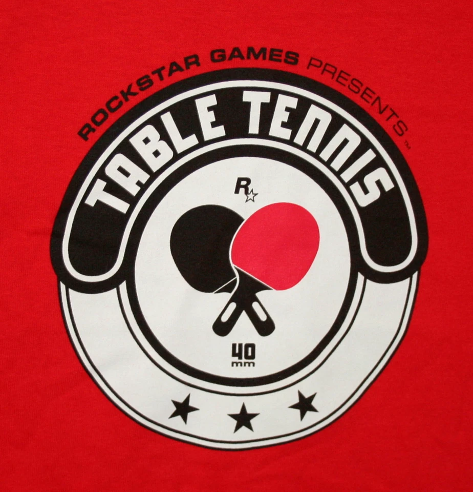Camiseta De Colección RockStar Tenis de Mesa Videojuegos Promo Roja Nueva de Lote Antiguo Sin Usar Talla LG Foto 1 de 4
