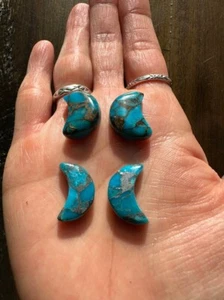 Blau Kupfer Türkis Mondform Cabochon 10x10mm bis 20x20mm Natur Edelstein - Bild 1 von 6