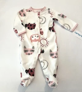 Carters Baby Girl Footed Pajamas 3 Months Fleece Sleep N Play Cute Pjs New - Picture 1 of 3