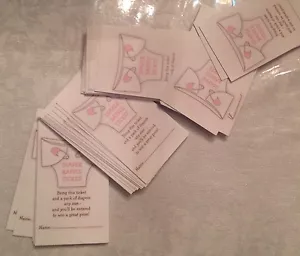 70 PINK DIAPER RAFFLE TICKETS Baby Shower invitations Favors Games Boy Girl New - Picture 1 of 2