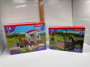 NEW Schleich Horse Club Wash Area Emily & Luna #42438 & Horse Stable Rider 72177 - Picture 1 of 17