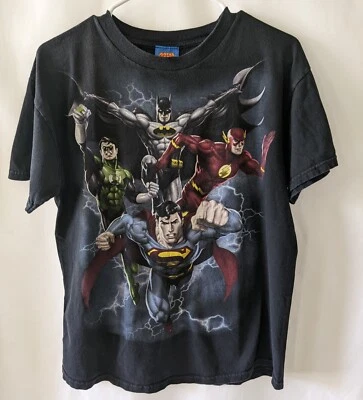 Camiseta Negra Justice League Niño Talla M Superman Batman Flash Linterna Verde  Foto 1 de 4
