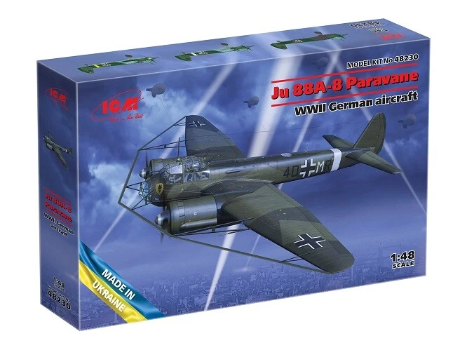 ICM 48230 - 1:48 Ju-88A-8 Paravane, WWII German Aircraft - Nuovo - Immagine 1 di 1