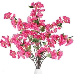 Artificial Cherry Blossom Flowers 3 Pcs Faux Cherry Blossom Stems Faux Silk C... - Picture 1 of 7