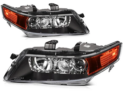 Headlights Left+Right For 2004-08 Acura TSX HID/Xenon Projector Black Headlamps - Image 1 of 4