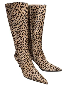 Sergio Rossi Pony Hair Leopard Cheetah Print Boots Size 37,5 US 7 - NEW IN BOX - Bild 1 von 7