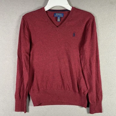 Polo Ralph Lauren Suéter Niños Pequeño Rojo Pullover Cuello en V Poni Logo Algodón Juventud Foto 1 de 4