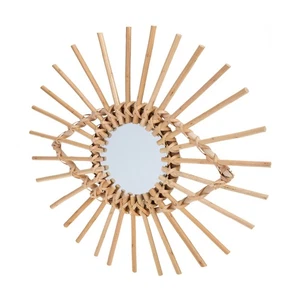 Rattan Woven Mirror Model Decor Creative Wall Art Decor Wall Hanging Ornament - Picture 1 of 12