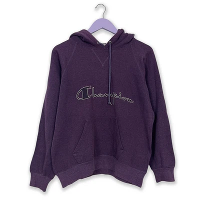 Sweat-Shirt Champion Violet à Capuche Coton Logo Grand Imprimé Âge 2000 - Ta - Photo 1/4