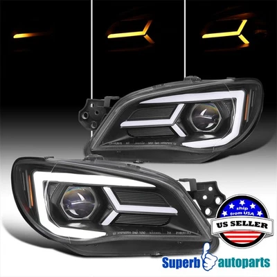 Fit 2006-2007 Subaru Impreza WRX STi Black Projector Headlights LED Sequential Foto 1 de 4