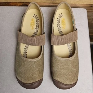 Keen Sienna Brown Beige Canvas Mary Jane Flats Size US 7.5 EU 38 NEW - Picture 1 of 7