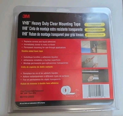 Cinta de montaje de alta resistencia 3M VHB 4910 transparente, 3/4 pulgadas x 15 yardas 40,0 mil  Foto 1 de 2