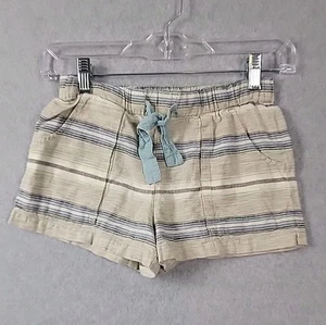 Patagonia Beige Striped Island Hemp Baggoes Shorts Girls Medium Pockets  - Picture 1 of 10