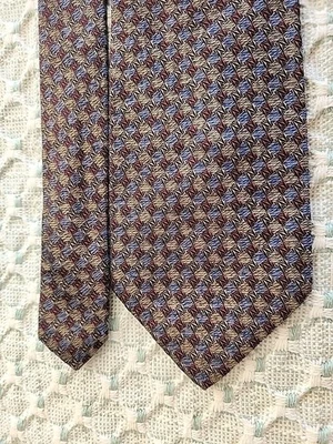 Мужской шелковый галстук VENANZI — 57 дюймов с геометрическим узором сделано в Италии - Изображение 1 из 4