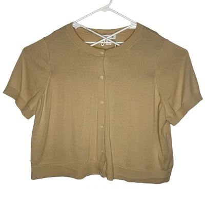 Cárdigan suéter Lands’ End para mujer talla 3X 24W-26W tostado botón delantero Foto 1 de 4