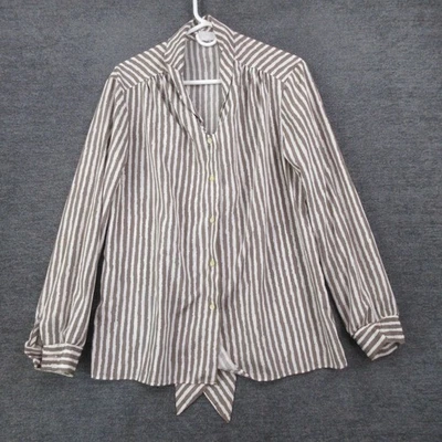 Russ Collectibles  Shirt Womens 16 White Striped Vintage Blouse Casual - Image 1 of 4